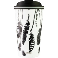 Avanti Go Cup Reusable Coffee Cup 410ml (12oz) - Feathers