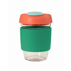 Avanti Glass Gocup Reusable Coffee Cup 355ml - Green/coral/seafoam