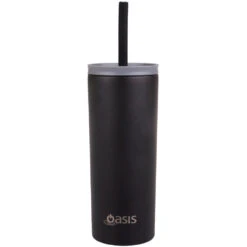 Oasis Super Sipper Insulated Tumbler With Silicone Straw 600ml Black