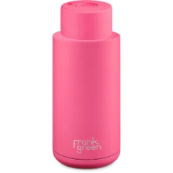 Frank Green 34oz Reusable Bottle - Push Button Lid - Neon Pink