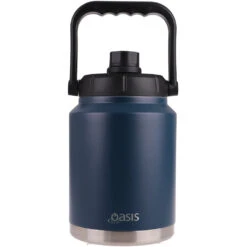 Oasis Stainless Steel Double Wall Insulated Jug W/ Carry Handle 2.1 Litre - Navy
