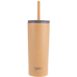 Oasis Super Sipper Insulated Tumbler With Silicone Straw 600ml Rockmelon